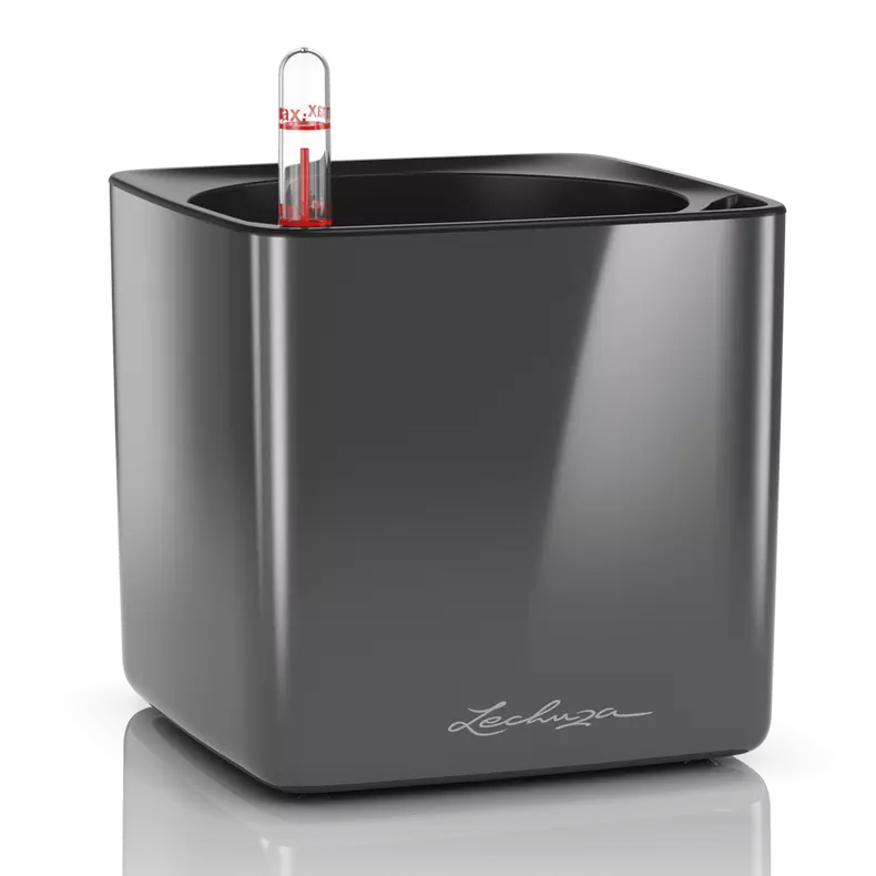 Lechuza Cube Glossy 14 Charcoal Metallic