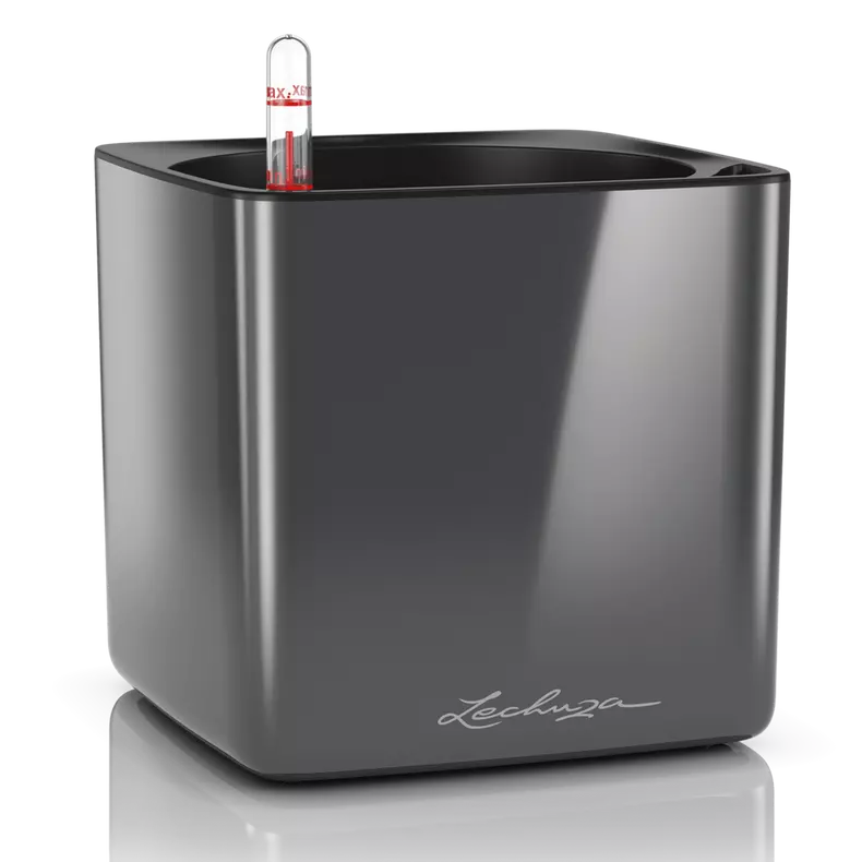 Lechuza Cube Glossy 16 Charcoal Metallic