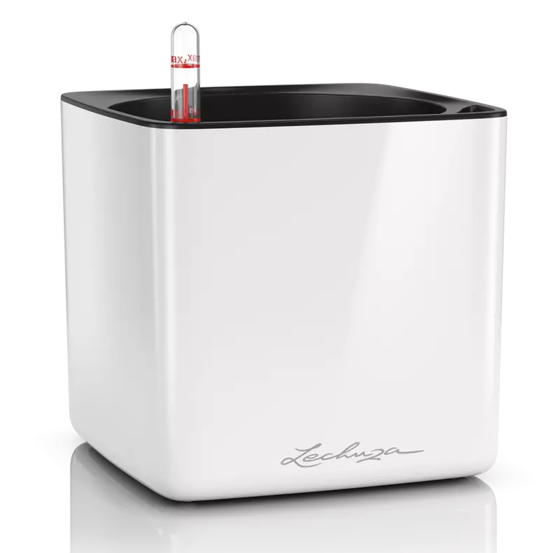 Lechuza Cube Glossy 16 white high-gloss