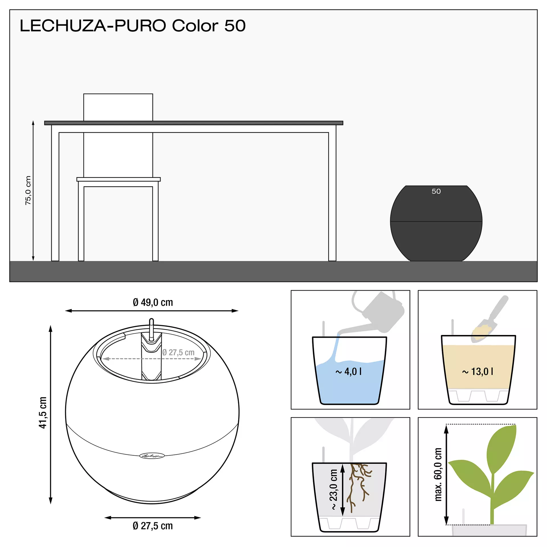 LECHUZA-PURO Color 50 slate - Image 2