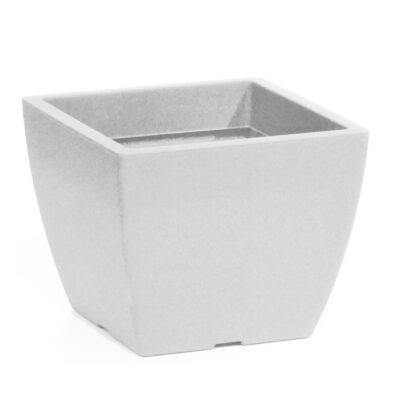 Linea γλάστρα τετράγωνη χαμηλή απλή λευκή 12lt