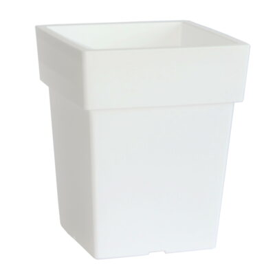 Linea γλάστρα τετράγωνη χαμηλή λευκή 17lt