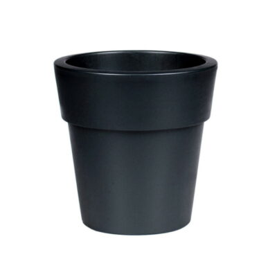 Linea γλάστρα στρογγυλή χαμηλή μαύρη 7lt