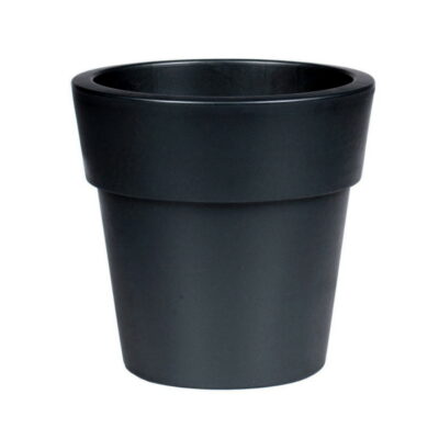 Linea γλάστρα στρογγυλή χαμηλή μαύρη 13lt