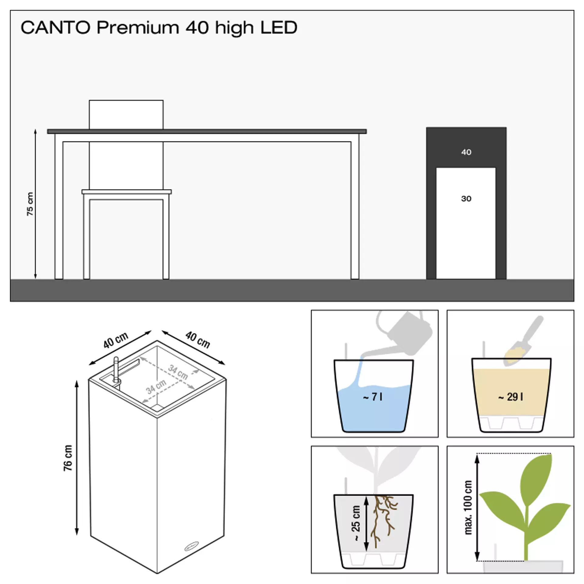 Lechuza Canto Premium 40 high LED white high-gloss - Image 2