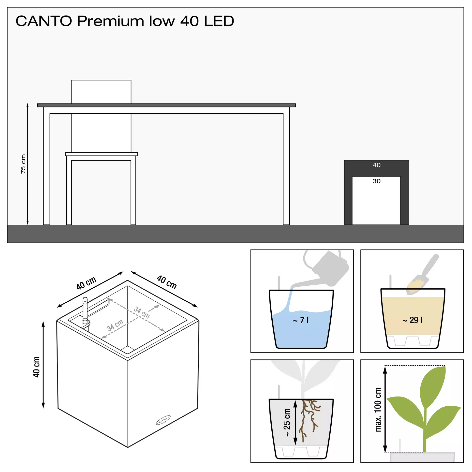 Lechuza Canto Premium 40 low LED white high-gloss - Image 3