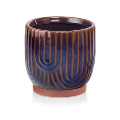 Κεραμικό κασπώ δίχρωμο μπλε-καφέ Vintage 14x13