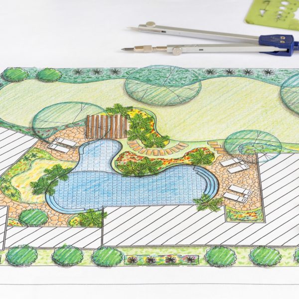 Landscape architect design backyard plan for villa